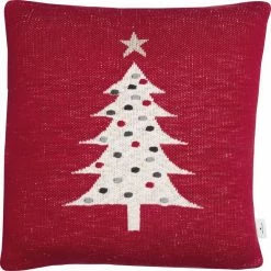 Coupon ✔️ TOM TAILOR Dekokissen »Knitted Red Tree«, Gestrickte Kissenhülle mit Weihnachtsbaum-Motiv 🌟