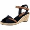 Brandneu 🧨 TOM TAILOR »Keilsandaletten« Keilsandalette Beige, Dunkelblau ⌛