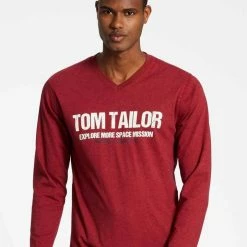 Besorgen 😉 TOM TAILOR Pyjamaoberteil »Langarm-Shirt, V-Neck« (1-tlg) Dark-red-melange, Blue-dark-solid 😀 -Tom Tailor Verkaufsgeschäft 0c2d7355 40c9 5018 a398 e2c070b7d902