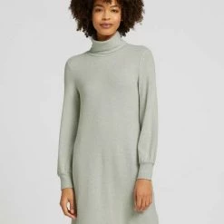 Billig 🧨 TOM TAILOR Jerseykleid »Meliertes Minikleid mit Rollkragen« Soft greyish green melange, Cold beige melange ⌛ -Tom Tailor Verkaufsgeschäft 10c2fe35 d57c 5c64 a4f6 042525732e67