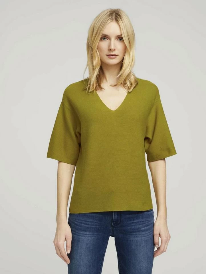 Besorgen 🔔 TOM TAILOR Strickpullover »Kurzarm Pullover mit Bio-Baumwolle« Gecko green, Whisper White 👍 16 Besorgen 🔔 TOM TAILOR Strickpullover »Kurzarm Pullover mit Bio-Baumwolle« Gecko green, Whisper White 👍 - Image 16