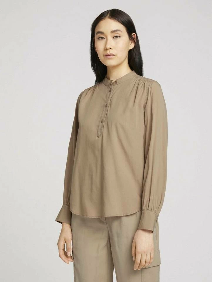 Budget 🤩 TOM TAILOR Langarmbluse »Bluse mit Stehkragen« Smooth light sand, French clay beige 👍 12 Budget 🤩 TOM TAILOR Langarmbluse »Bluse mit Stehkragen« Smooth light sand, French clay beige 👍 - Image 12