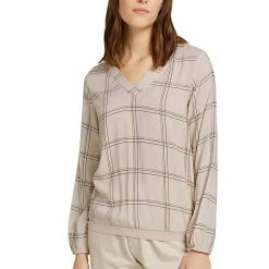 Budget 👍 TOM TAILOR 👕 Shirtbluse mit Gummizügen an den Ärmelabschlüssen Deep black, Black leaf design (schwarz), Beige brown check (braun), Brown leaf design 🛒 -Tom Tailor Verkaufsgeschäft 122ed30d ab82 56dc 8ddd 1def35e4b944