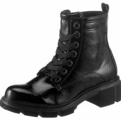 Am billigsten 🌟 TOM TAILOR Schnürboots in glänzender Optik 😉