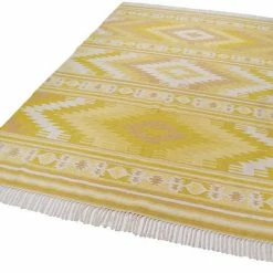 Budget 🌟 Wollteppich »Kelim Colors I«, TOM TAILOR, rechteckig, Höhe 5 mm, reine Wolle, robust und strapazierfähig, mit Fransen, Boho-Style, Wohnzimmer Grau, Gelb, Rot 🧨 -Tom Tailor Verkaufsgeschäft 16176144