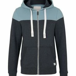 Bestpreis 😀 TOM TAILOR Hoodie »Colorblock Zip« mit Kapuze Cosy Soft Beige Melange 27679, Calm Cloud Blue 26298, Blue, Mittelgrau 😀