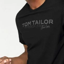 Am billigsten 🔔 TOM TAILOR T-Shirt mit Logoprint Schwarz, Grau-meliert, Marine, Dunkelgrün ✨ -Tom Tailor Verkaufsgeschäft 17009299