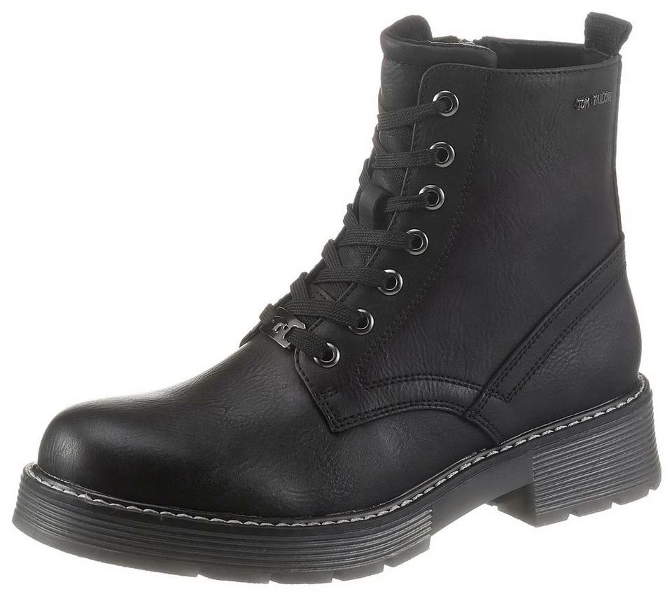 Auslauf ⭐ TOM TAILOR Schnürboots mit Logo-Emblem Black, Schwarz, Bronze 🤩 1 Auslauf ⭐ TOM TAILOR Schnürboots mit Logo-Emblem Black, Schwarz, Bronze 🤩