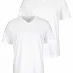Neu ✔️ TOM TAILOR T-Shirt (2er-Pack) mit V-Ausschnitt Weiß | weiß, Navy#ft5_slash#navy, Schwarz | schwarz ⌛