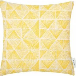 Aktion 🎉 Kissenhülle »Squared Triangle«, TOM TAILOR (1 Stück), mit unifarbener Rückseite in Leinenoptik Gelb-sonnengelb, Blau-aqua-hellblau-azur, Marine-dunkelblau-blau-nachtblau, Orange-pfirsich 💯