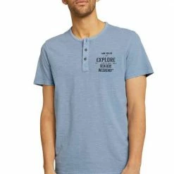 Auslauf 😍 TOM TAILOR Henleyshirt mit Logostickerei Blau, Dunkelblau 🔔