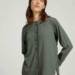 Billig 🌟 TOM TAILOR Langarmbluse »Rüschen Bluse mit Lyocell« Dusty mid olive, Deep black 🥰 -Tom Tailor Verkaufsgeschäft 23b7360d b439 5037 9104 2e4029bec5b0