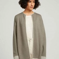 Bestes Angebot ✔️ TOM TAILOR Strickjacke »Zweifarbiger Cardigan« Oyster grey melange, Java dark brown 🔥