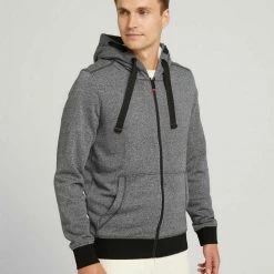 Großhandel 👏 TOM TAILOR Hoodie »Sweatjacke mit gefütterter Kapuze« Offwhite black grindle, Black bordeaux grindle 🥰