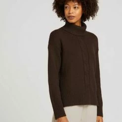 Neu 🥰 TOM TAILOR Rollkragenpullover mit Strickmuster auf der Front Java dark brown, Deep black, Olivgrün-khaki-meliert, Beige-meliert 🌟 -Tom Tailor Verkaufsgeschäft 2811c4e2 ef48 5951 8e41 995c4377ac66