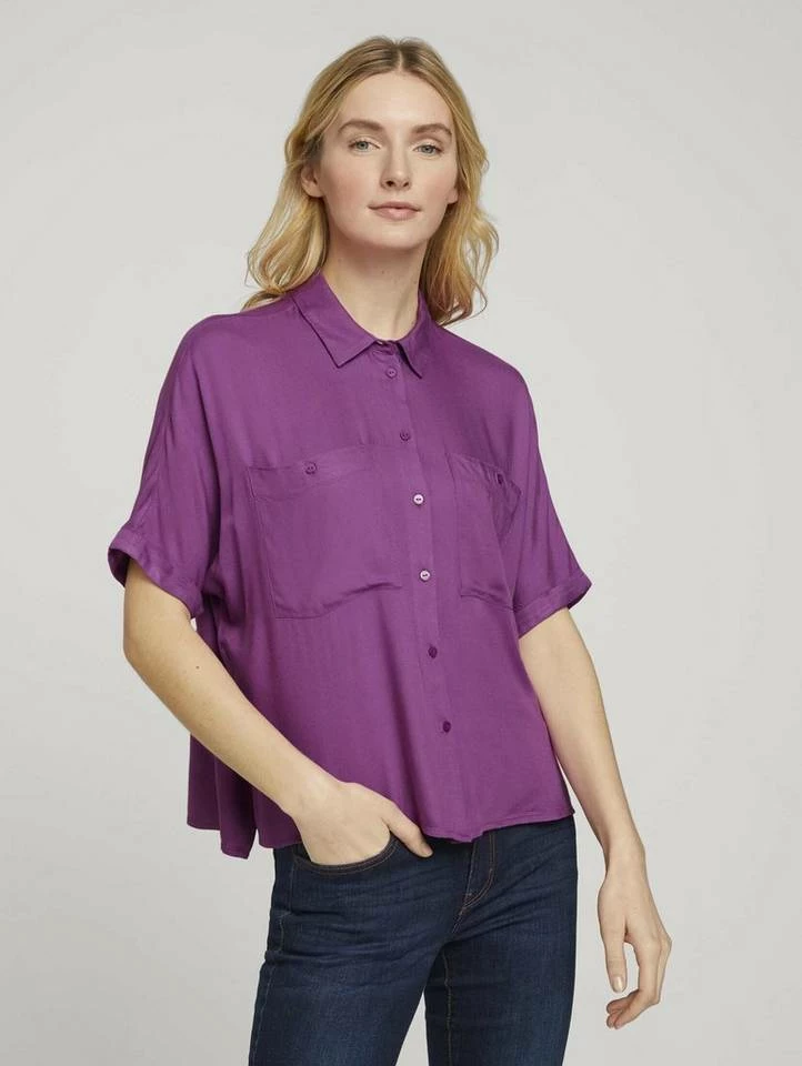 Billig 😍 TOM TAILOR Kurzarmbluse Plum blossom lilac, Whisper White, Sky Captain Blue 😀 24 Billig 😍 TOM TAILOR Kurzarmbluse Plum blossom lilac, Whisper White, Sky Captain Blue 😀 - Image 24