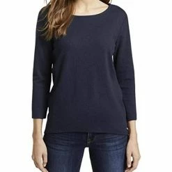 Schlussverkauf 🎁 TOM TAILOR T-Shirt »TOM TAILOR Denim Langarm-Shirt schickes Damen Freizeit-Shirt in Waffelpiqué-Optik Mode Blau« Real Navy Blue, Wild orchid pink, Golden ☀️ Summer Yellow, Off white 🌟