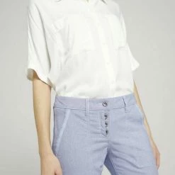 Am billigsten 🔥 TOM TAILOR Culotte »Tapered Relaxed Caprihose mit Knopfleiste« Prairie Grass Green, Sky Captain Blue, Blue stripe pants ❤️ -Tom Tailor Verkaufsgeschäft 2cd2f74a 36b8 5edc abbe a2777c3608da