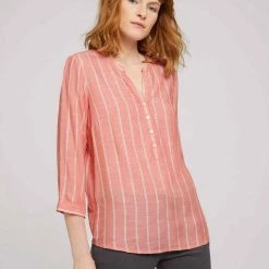 Bestpreis 🛒 TOM TAILOR Langarmbluse »gestreifte Bluse mit halber Knopfleiste« Blue stripe vertical, Peach stripe vertical 💯 -Tom Tailor Verkaufsgeschäft 2d67c3f3 1f13 5562 8ba1 cb477f8cdadb