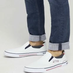 Rabatt 🔥 TOM TAILOR »Sportliche Slipper« Slipper Weiß, Grau, Mud, White 😀 -Tom Tailor Verkaufsgeschäft 2dfdbc99 9608 5881 9802 5a8887de4286