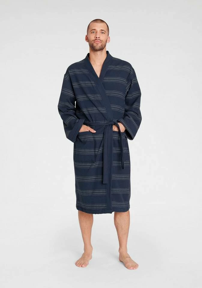 Coupon ⌛ Unisex-Bademantel »Wellness Kimono«, TOM TAILOR, mit Streifen Navy, Sand 🎁 1 Coupon ⌛ Unisex-Bademantel »Wellness Kimono«, TOM TAILOR, mit Streifen Navy, Sand 🎁