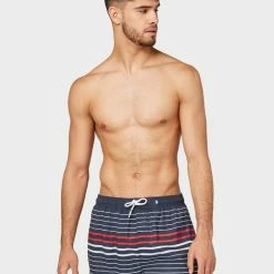 Rabatt 🔔 TOM TAILOR Badeshorts »Gestreifte Badehose« Turquoise-hawaiian blue, Navy-dressblue 😉