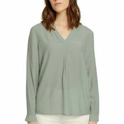 Neu 🥰 TOM TAILOR Langarmbluse mit Faltenlegung Soft greyish green, Cold beige, Dusty mid olive 🤩 -Tom Tailor Verkaufsgeschäft 315a6544 2c23 5630 b7f9 bd5607fe472a