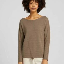 Billig 😀 TOM TAILOR Strickpullover »Strukturierter Pullover mit Tunnelzug« Faded denim blue, Dark sepia melange 🔔 -Tom Tailor Verkaufsgeschäft 31e77556 4c3c 5f56 9a6e 77426ccb0166