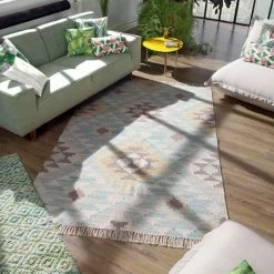 Schlussverkauf 😀 Teppich »Check Kelim«, TOM TAILOR, rechteckig, Höhe 5 mm, handgewebt, mit Fransen, Boho-Style, Wohnzimmer 🔔 -Tom Tailor Verkaufsgeschäft 32234159