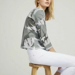 Am billigsten 🎁 TOM TAILOR Strickpullover »7/8 Arm Pullover mit Palmen Print« 🌟 -Tom Tailor Verkaufsgeschäft 33129fb6 b4f0 5431 a63f 5e920e04123a