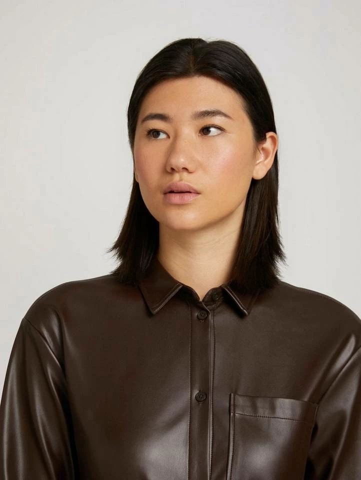 Schlussverkauf ✔️ TOM TAILOR Jerseykleid »Hemdkleid aus Kunstleder« Java dark brown, Deep black 😍 6 Schlussverkauf ✔️ TOM TAILOR Jerseykleid »Hemdkleid aus Kunstleder« Java dark brown, Deep black 😍 - Image 6