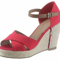 Bestes Angebot 😉 TOM TAILOR 🩴 Sandalette mit verstellbarer Schnalle Taupe, Rot, Nachtblau 🥰 -Tom Tailor Verkaufsgeschäft 35038699