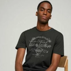 Budget 😍 TOM TAILOR T-Shirt »Print T-Shirt im Used Look« Tarmac Grey, Dark Gable Green, Decadent Bordeaux, Sky Captain Blue 🌟 -Tom Tailor Verkaufsgeschäft 352d6981 3f8e 50d4 ac31 3008b428c67b