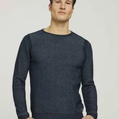 Auslauf ✨ TOM TAILOR Strickpullover »Pullover mit Rippbündchen« Dark Blue, Bright ibiza blue 🔔 -Tom Tailor Verkaufsgeschäft 37aead55 a130 5f06 8890 a1024271f477
