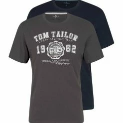 Auslauf 🧨 TOM TAILOR T-Shirt »T-Shirt mit Print im Doppelpack« Dark Blue, Tarmac Grey 🧨 -Tom Tailor Verkaufsgeschäft 37ecad6f f36d 5a91 93f0 41ec858c9512