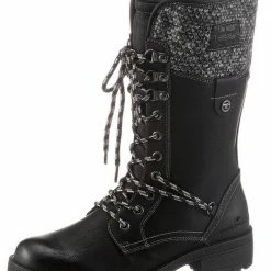 Brandneu 😉 TOM TAILOR Schnürstiefel mit Strickeinsatz Schwarz, Taupe 🌟