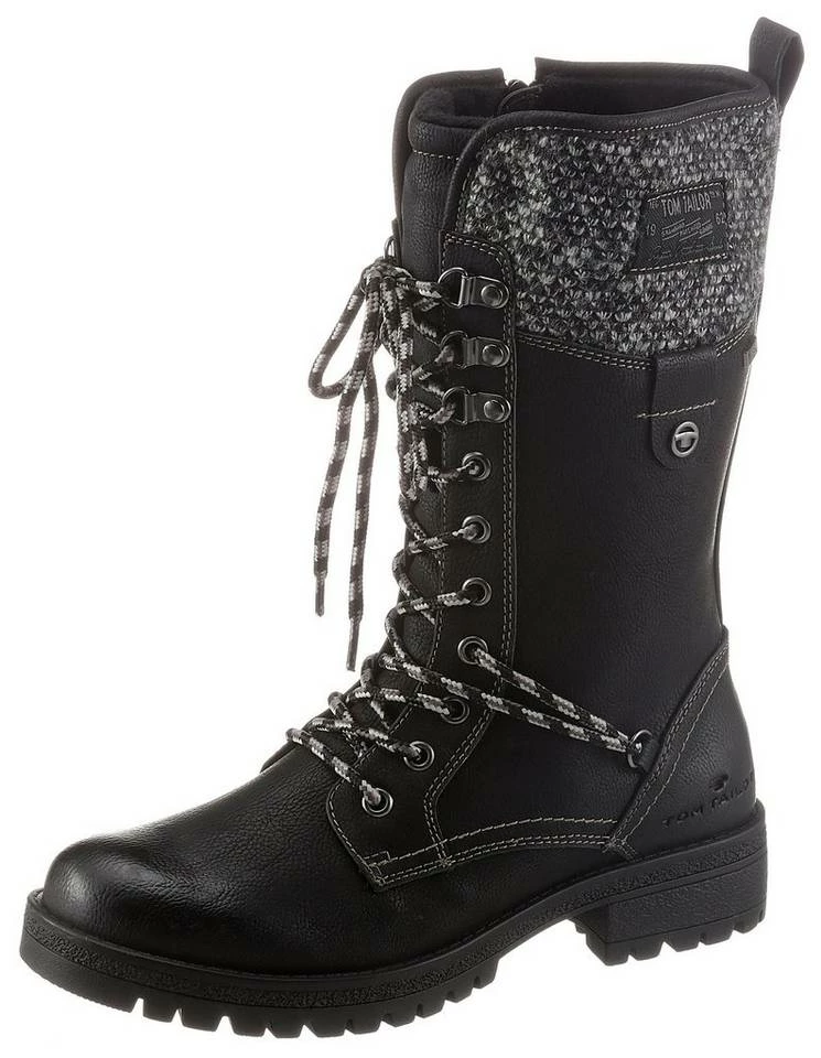 Brandneu 😉 TOM TAILOR Schnürstiefel mit Strickeinsatz Schwarz, Taupe 🌟 1 Brandneu 😉 TOM TAILOR Schnürstiefel mit Strickeinsatz Schwarz, Taupe 🌟