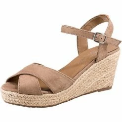Bestes Angebot 🛒 TOM TAILOR »Keilsandaletten« Keilsandalette Blau, Beige 🧨