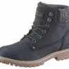 Bestpreis 🔥 TOM TAILOR Schnürboots mit Strickkragen Nachtblau, Anthrazit 👏