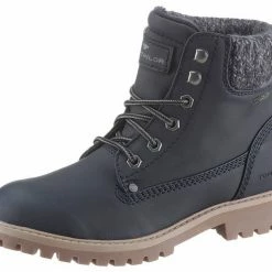 Bestpreis 🔥 TOM TAILOR Schnürboots mit Strickkragen Nachtblau, Anthrazit 👏