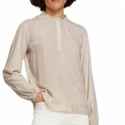 Schlussverkauf 🔔 TOM TAILOR Blusenshirt mit Rüschendetails Schwarz, Dunkelgrün, Hellbeige 😉