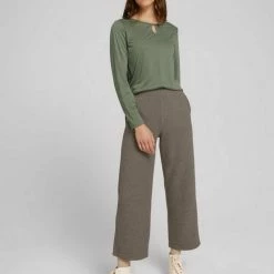 Coupon 🎁 TOM TAILOR Culotte »Cropped Stoffhose« Oyster grey melange, Java dark brown melange 👍 -Tom Tailor Verkaufsgeschäft 422557ba fce3 5ac1 8c33 1cddbbe75088