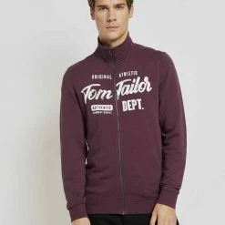 Neu ⭐ TOM TAILOR Sweatjacke »Sweatjacke mit Print« Dusty aqua, Middle Grey Melange, Dusty Wildberry Red, Sky Captain Blue 😍