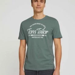 Budget 🛒 TOM TAILOR T-Shirt »T-Shirt mit Logoprint« Dark Smoke Green, White, Sky Captain Blue, Tarmac Grey 🎁 -Tom Tailor Verkaufsgeschäft 42f95f6c 4282 5e99 acdd 5d1173218d55
