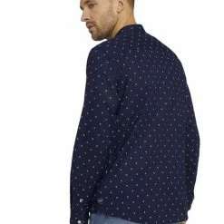 Bestpreis 🔔 TOM TAILOR Langarmshirt »regular cotton linen mao 👚 shirt« Navy white scattered design, Off White ✔️ -Tom Tailor Verkaufsgeschäft 43218f96 ca98 5fab 8cec 5b9d33661f1c