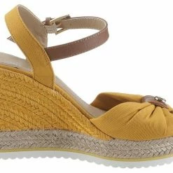 Budget ⌛ TOM TAILOR 🩴 Sandalette mit Logo im Keilabsatz Lachs, Ocker, Blue ✔️ -Tom Tailor Verkaufsgeschäft 4578ef40 e55c 5f7b 881f f47a3299ee02