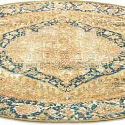 Coupon 😀 Teppich »Funky Outdoor Orient One«, TOM TAILOR, rund, Höhe 5 mm Goldfarben, Grün 🎉