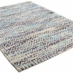 Blitzangebot ⭐ Wollteppich »Diamond«, TOM TAILOR, rechteckig, Höhe 8 mm, reine Wolle, Flachgewebe, handgeknüpft, Wohnzimmer Blau, Grau, Beere, Grün ✔️