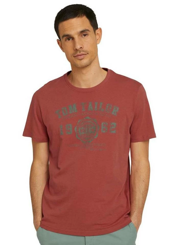 Top 10 ⌛ TOM TAILOR T-Shirt mit Logofrontprint Offwhite, Plain red, Sky captain blue white melange, Royalblau 🎁 1 Top 10 ⌛ TOM TAILOR T-Shirt mit Logofrontprint Offwhite, Plain red, Sky captain blue white melange, Royalblau 🎁