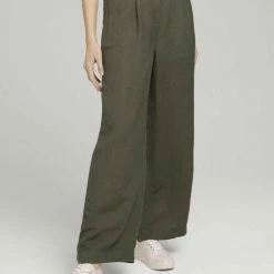 Brandneu 👏 TOM TAILOR Stoffhose »linen straight leg pants« Deep black, Grape Leaf Green ✨ -Tom Tailor Verkaufsgeschäft 50d7e031 1a28 5903 9d57 952e5680847e